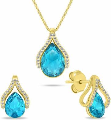 Immagine prodotto Brilio Argento - Set di gioielli in argento con zirconi turchesi SET261WAQ (Orecchini. Collana)