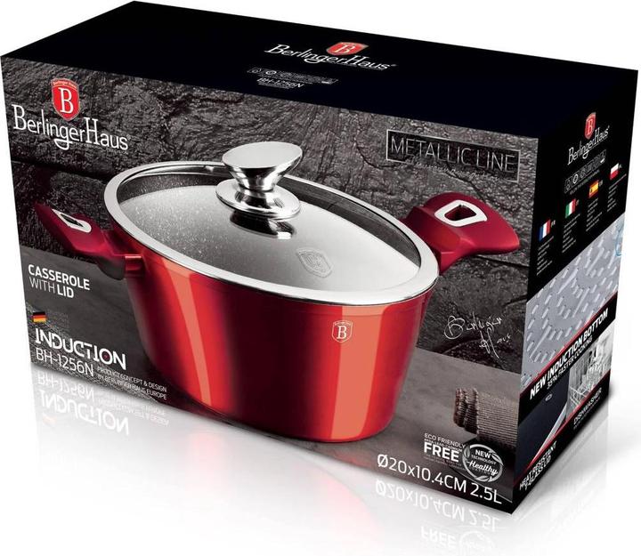 Actual product image BerlingerHaus GRANITE POT 20cm BERLINGER HOUSE Red METALLIC LINE BH-1256 (Aluminium, 20 x 8.50 cm)