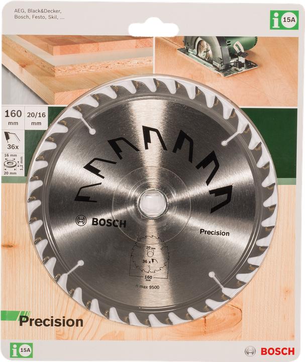 Actual product image Bosch Zubehör Circular saw blade PRECISION D= 160 mm Bore= 20 mm Z= 36