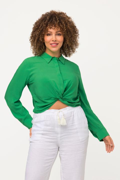 Produktbild Ulla Popken Hemdbluse, Knoten, kurz, Hemdkragen, Langarm (60)