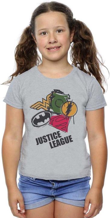 Produktbild Justice League Spray Logos TShirt Mädchen (152, 158)