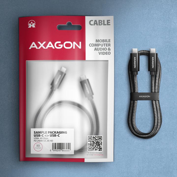 Produktbild Axagon BUCM4X-CM10AB NEWGEN USB-C <> USB-C 4 Gen 3x2 Kabel 0,5 m Schwarz (0.50 m, 240 W)