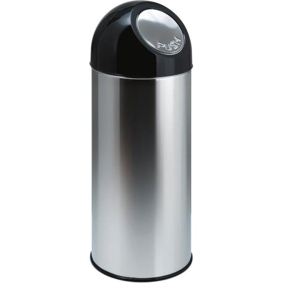 kaiserkraft Raccoglitore di rifiuti PUSH, Pattumiera, Argento