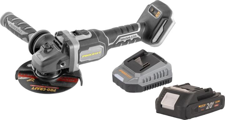 Produktbild Procraft Industrial AG125Bbb Akku Winkelschleifer 20 V 125 mm Brushless + 1x Akku 2,0 Ah + Ladegerät (125 mm)
