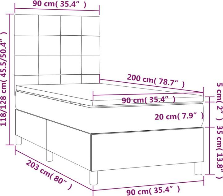 Produktbild vidaXL Boxspringbett (90 x 200 cm)