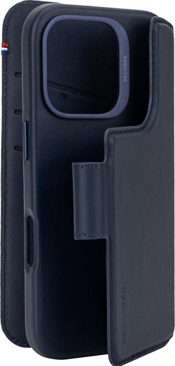 Produktbild Decoded Leather Detachable Wallet MagSafe Case with Wallet for iPhone 16 Pro - Blue (Apple iPhone 16 Pro)