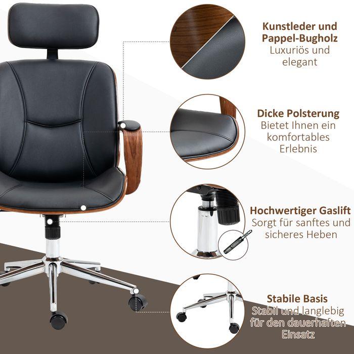 Produktbild Swisshandel24 Bürostuhl, ergonomisch, hohe Rückenlehne, Abnehmbarer Kopfstütze, Schwarz (47.50 - 57.50 cm)