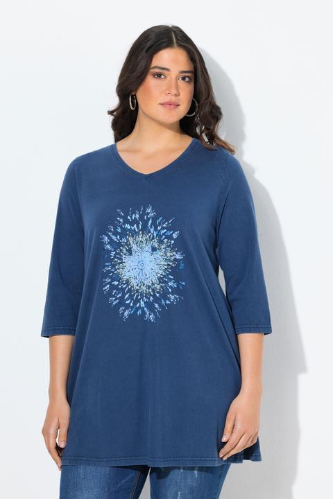 Produktbild Ulla Popken Shirt, Pusteblume, A-Linie, V-Ausschnitt, 3/4-Arm (58)