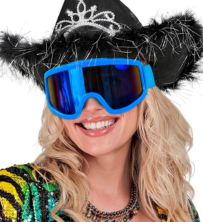 Actual product image Widmann Neon blue 80s ski goggles