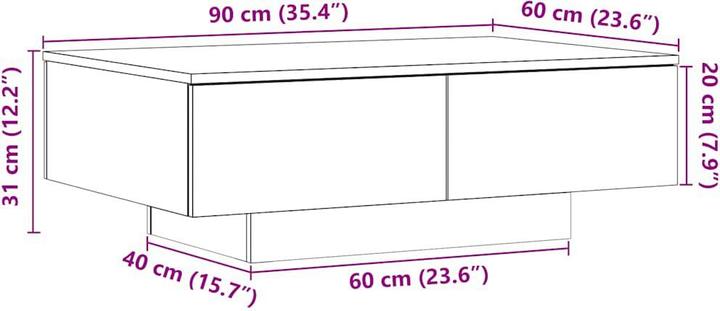 Actual product image vidaXL Coffee table (90 x 60 x 31 cm)