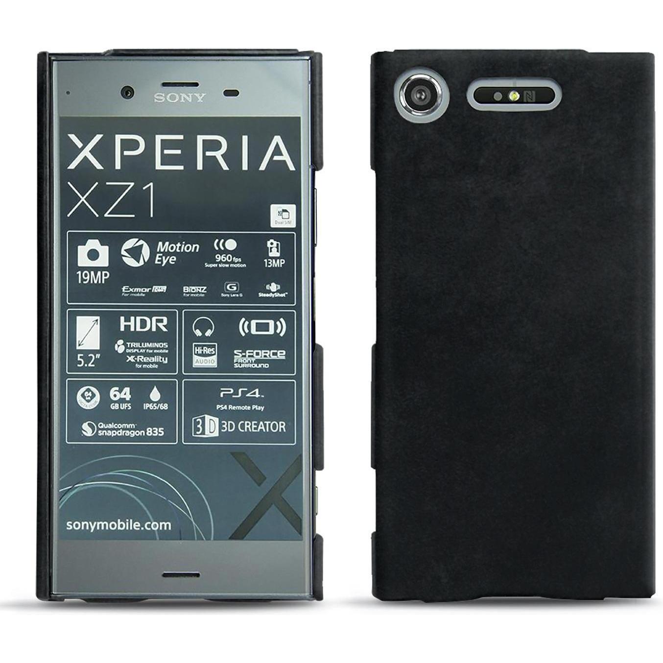 Noreve Lederschutzhülle (Sony Xperia XZ1), Smartphone Hülle, Schwarz