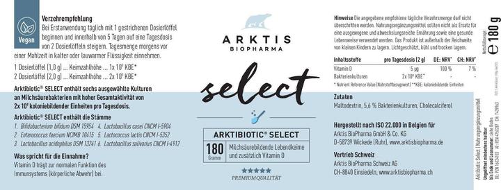 Nutritional values and ingredients Arktis Select Arctibiotic Select Plv (1 Piece, 180 g)