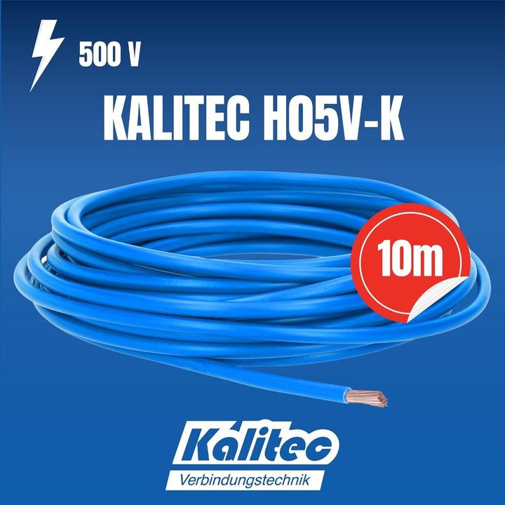 Produktbild Kalitec 10 Meter H05V-K 0,5 mm² blau I Kabel 0,5mm2 als Verdrahtungsleitung I flexible Aderleitung P (10 m)