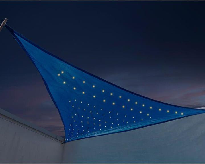 Produktbild Keller Fahnen Dreieck-Sonnensegel mit LED Lichtern Solar inkl. Befestigungs-Set