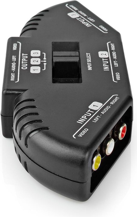 Actual product image Nedis AV switcher with 3 ports, 3 x cinch inputs (RWY).