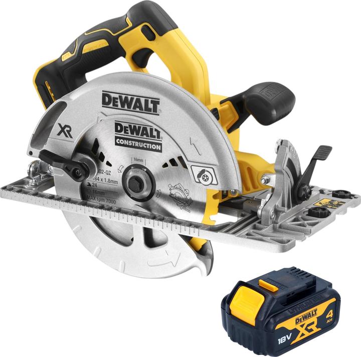 Produktbild DeWalt DCS 572 N Akku Handkreissäge 18 V 184 mm Brushless + 1x Akku 4,0 Ah - ohne Ladegerät