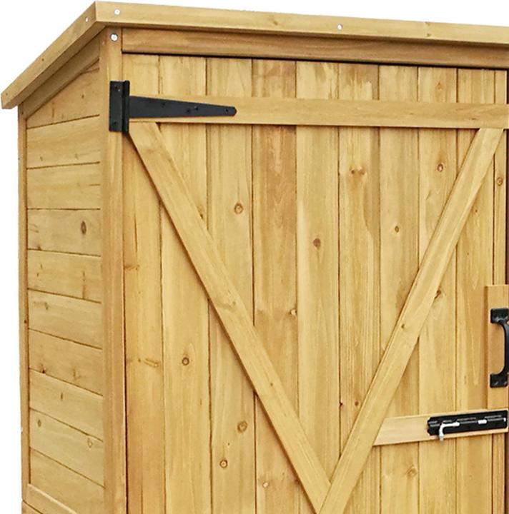 Produktbild Wiltec Gartenhaus 2 Flügel Tür 1350x500x1540mm Fichtenholz Gerätehaus Bitumen