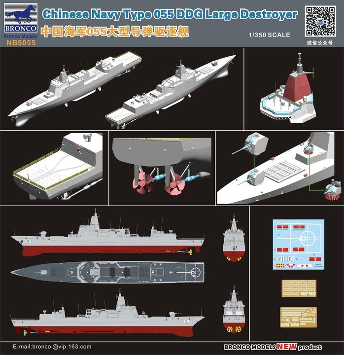 Actual product image Bronco Chinese Navy Type 055 DDG Large Destroyer