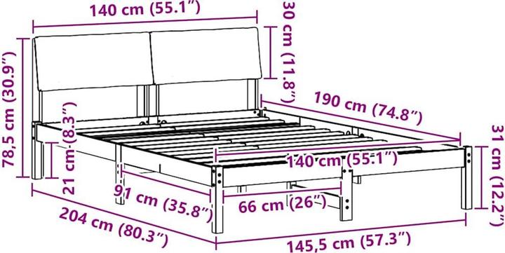 Image du produit vidaXL Plattformbett (140 x 190 cm)