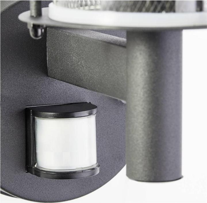 Actual product image Brilliant Detroit Outdoor Wall Light Standing with Motion Detector Black Matt Meta (E27, IP44)