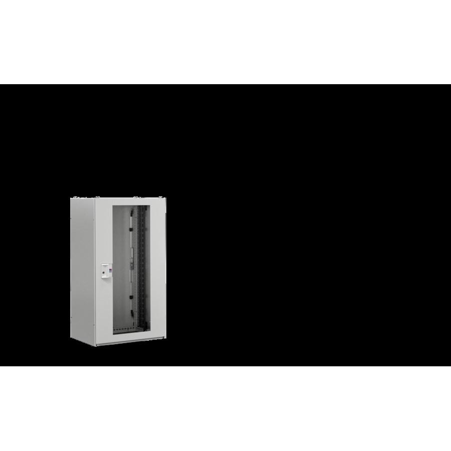 Rittal RITT TX-Netzwerkschrank 24HE Sichttür (19 Zoll Rack), Serverschrank, Silber