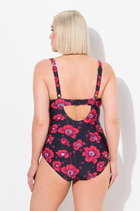 Image du produit Ulla Popken Maillot de bain à armatures et bonnets souple, imprimé floral, matière recyclée (58)