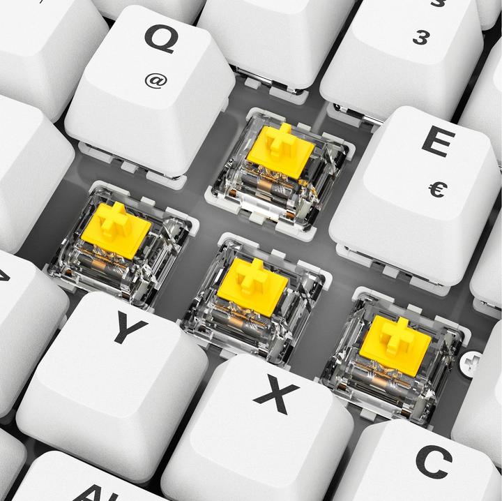 Actual product image Sharkoon SKILLER SGK50 S2 PBT (white, DE layout, Gateron G Pro 3.0 Yellow) (DE, Cable, Wireless)