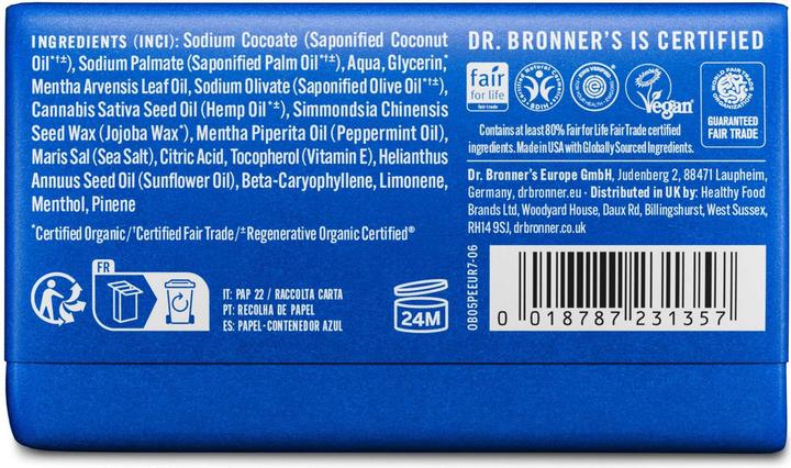 Actual product image Dr. Bronner's Peppermint Pure-Castile (Hard soap, 140 g)