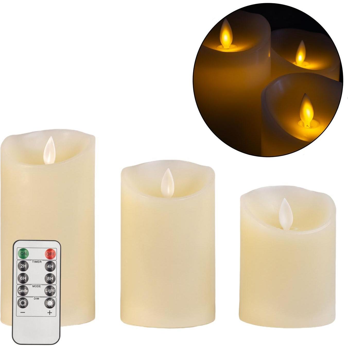 Intirilife, LED Kerzen, Flammenlose LED Kerzen mit Fernbedienung (3-tlg.) (3 x)