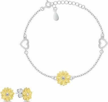 Produktbild Brilio Silver Charming Bicolor Jewelry Set With Zircons Set280wy Earrings, Bracelet