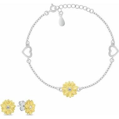 Brilio, Schmuck Set, Silver Charming Bicolor Jewelry Set With Zircons Set280wy Earrings, Bracelet