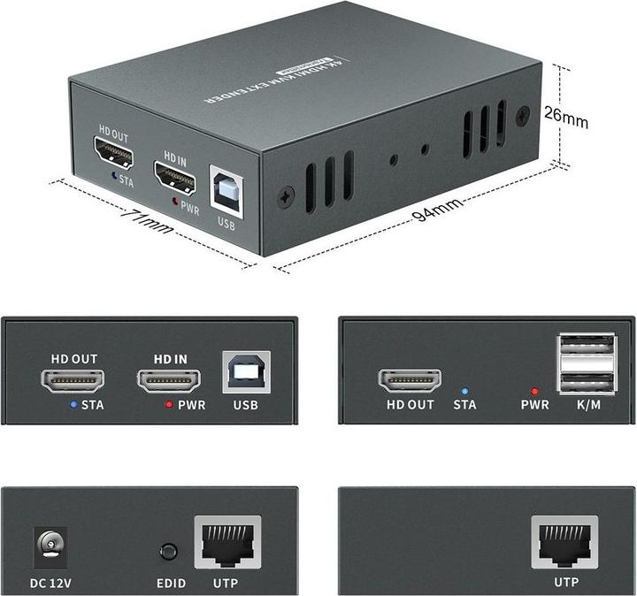 Image du produit LevelOne Kit extender HDMI over cat.5/6 4K, 100m noir