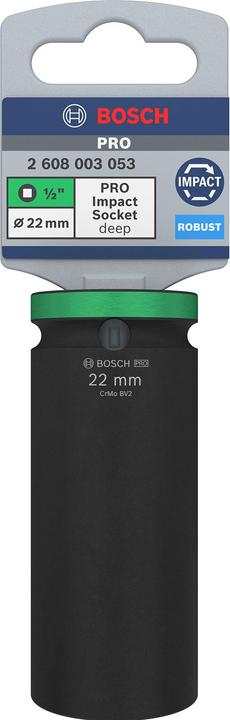 Produktbild Bosch Professional Zubehör PRO Impact Steckschlüsseleinsatz, 1/2", 22 mm, tief (22 mm)