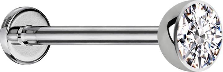 Actual product image Star Piercing Steriles Micro Threadless Labret silber mit Halbkugel Kristall silber (Titanium, without brass)
