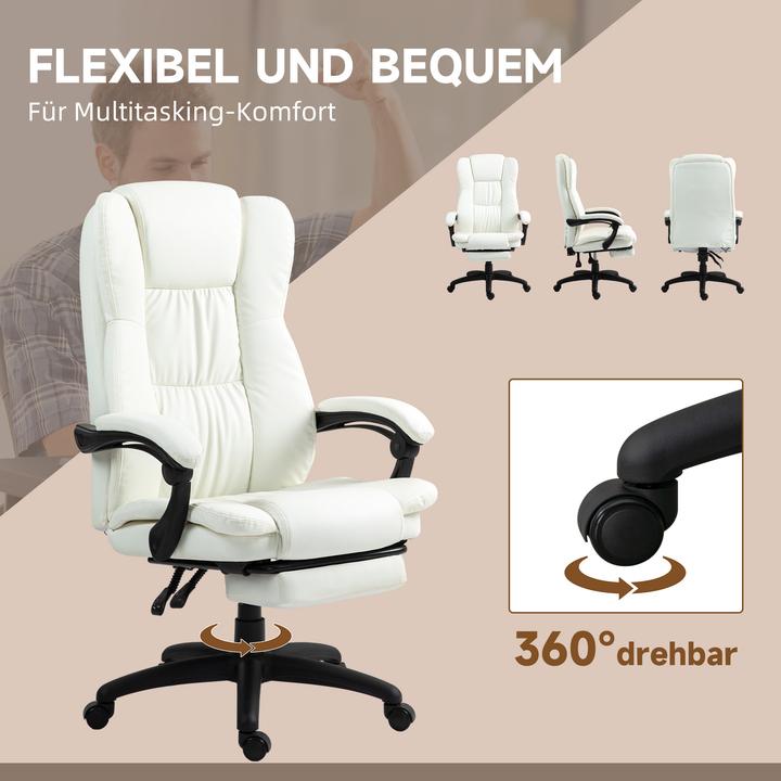 Immagine prodotto Vinsetto Bürostuhl mit Massagefunktion Kunstleder, Schaumstoff Cremeweiss (46 - 54 cm)