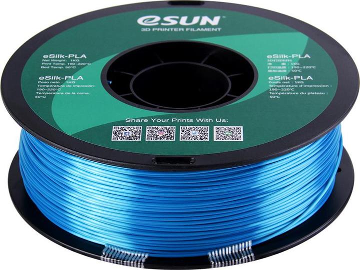 Actual product image eSUN eSilk PLA 1.75mm Cyan 1kg 3D Filament (PLA, 1.75 mm, 1000 g)