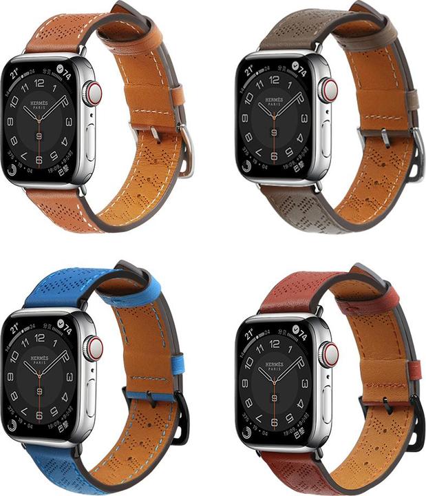 Produktbild Hurtel Armband Leder Lederarmband für Apple Watch Ultra, SE, 8, 7, 6, 5, 4, 3, 2, 1 (49, 45, 44, 42 mm) Arm (45 mm, 44 mm, 42 mm, 49 mm, Echtes Leder)
