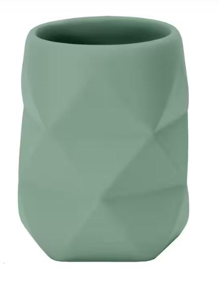 Actual product image Kleine Wolke Toothbrush Mug Crackle Olive Green (8.5 x 8.5 x 11 cm)