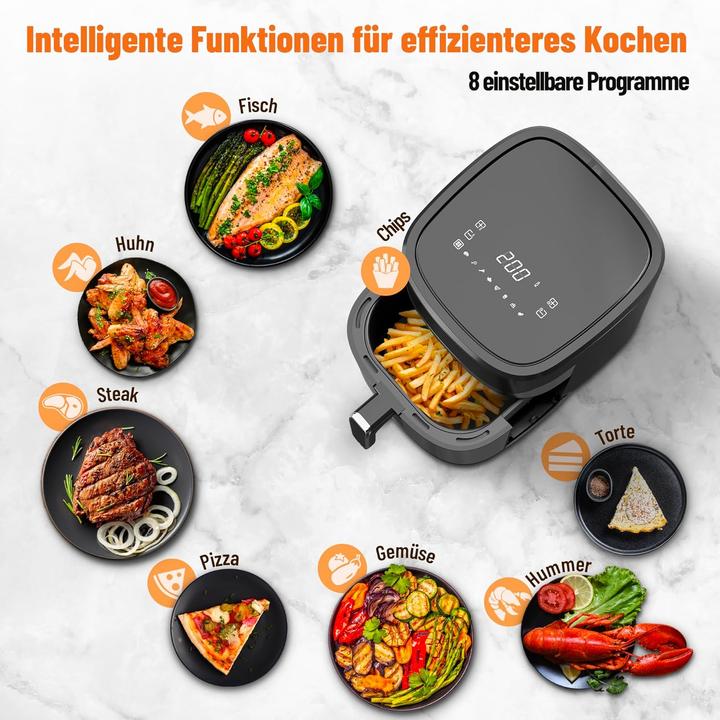 Immagine prodotto Noaton Heissluftfritteuse mit Touchscreen, 8 Programme, 6,2 L