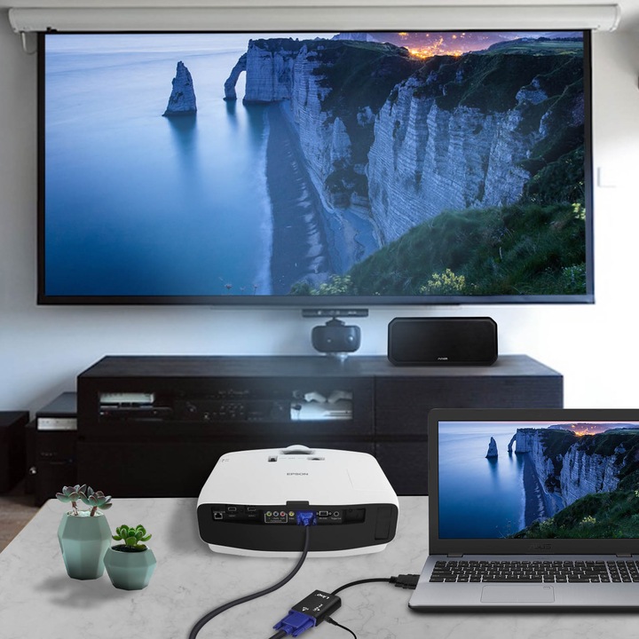 Immagine prodotto LinQ Cavo audio e video HDMI/VGA + cavo jack da 3,5 mm di - Nero (0.15 m, HDMI)