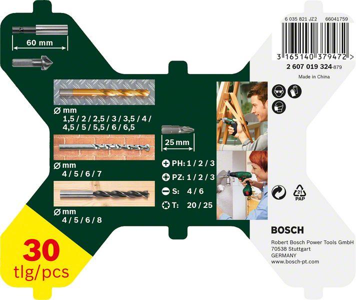 Produktbild Bosch Zubehör X-Line-Titanium Bohrer- und Schrauber-Set, 30-teilig (1.5 mm, 2 mm, 2.5 mm, 3 mm, 3.5 mm, 7 mm, 8 mm, 4 mm, 4.5 mm, 5 mm, 5.5 mm, 6 mm, 6.5 mm)