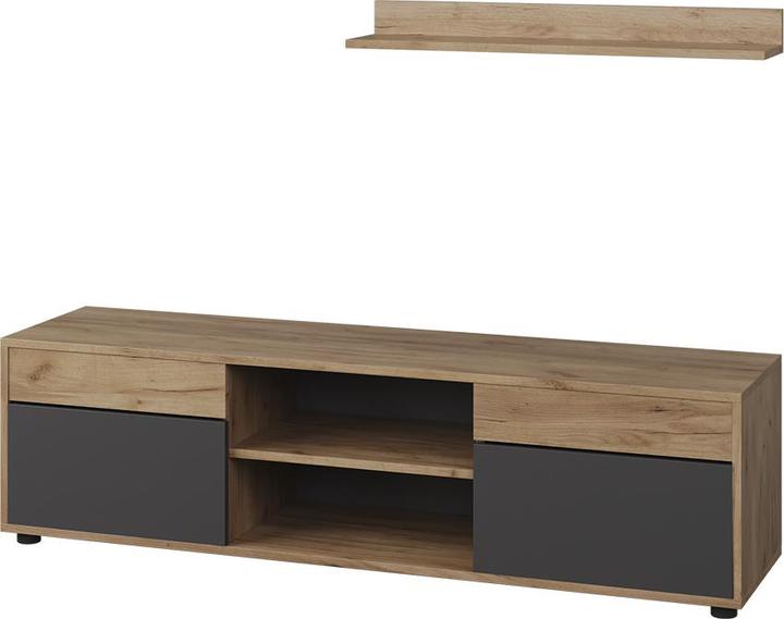 Vichy Wohnwand Berno, Goldkraft Eiche/Anthrazit, 2 Teile