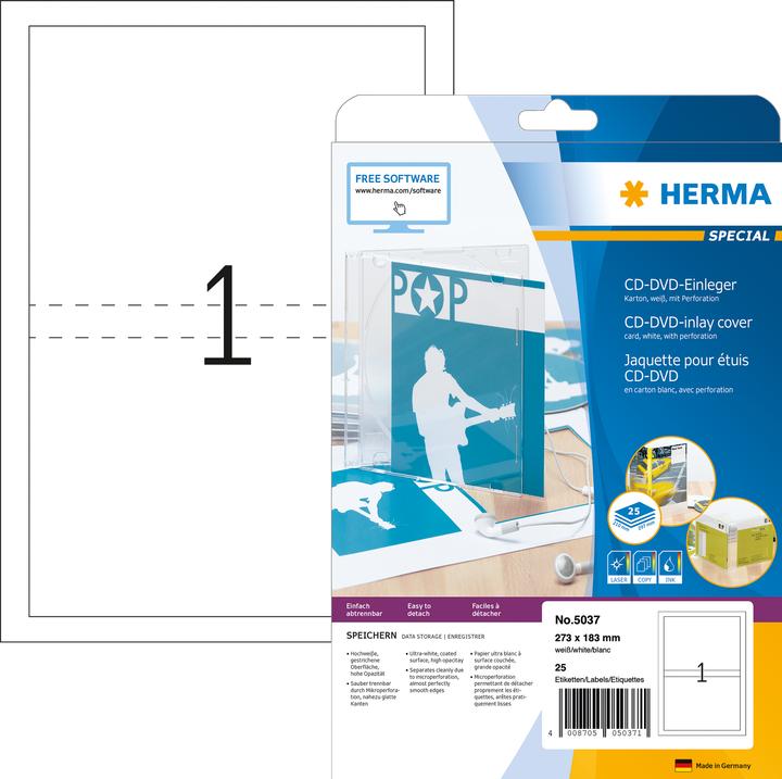 Produktbild HERMA DVD Einleger A4