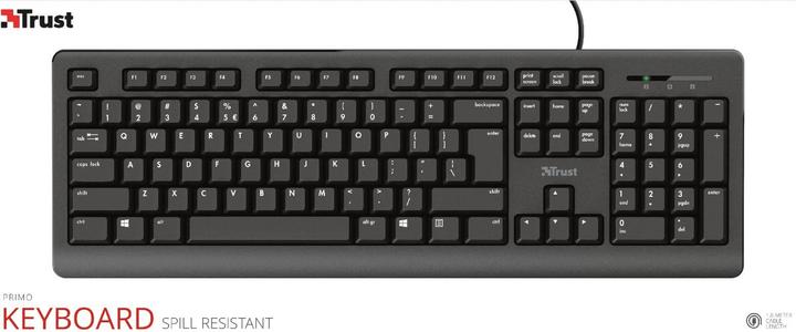 Produktbild Trust Primo Tastatur USB QWERTY US Englisch Schwarz (US, Kabelgebunden)
