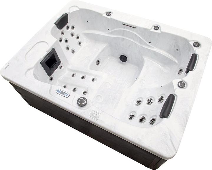 Produktbild Home Deluxe Outdoor Whirlpool WHITE PEARL, 27 Massagedüsen, Beleuchtung, Treppe und Thermoabdeckung, 3 Personen