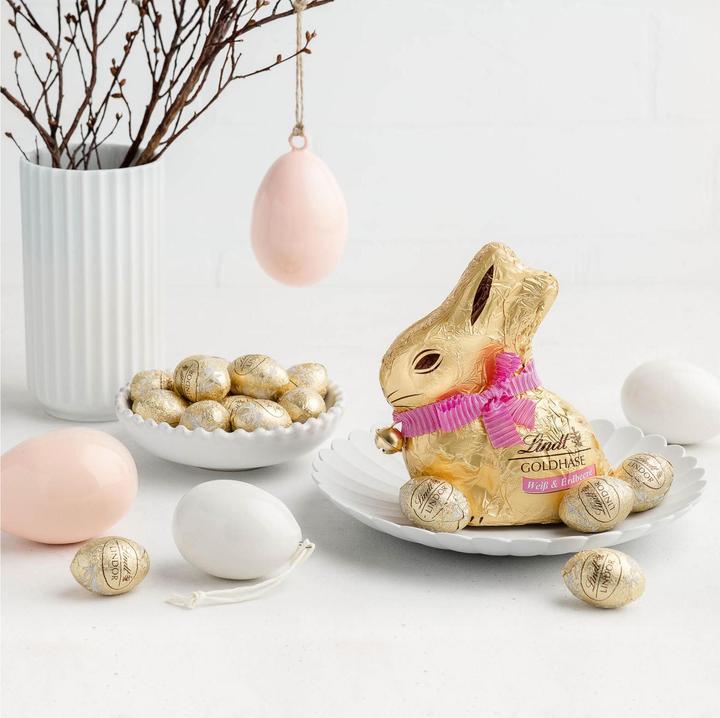 Immagine prodotto Lindt Coniglietto d'oro bianco e fragola (104 g)