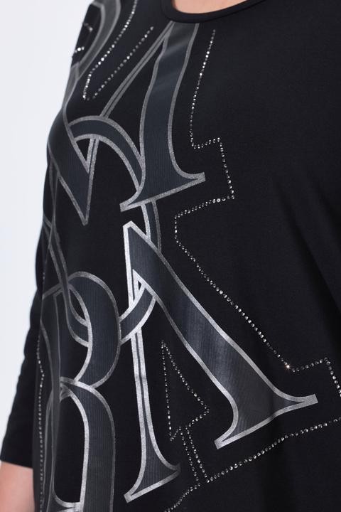 Actual product image Ulla Popken UPMV Letter Graphic 3/4 Sleeve Tee (50, 52)