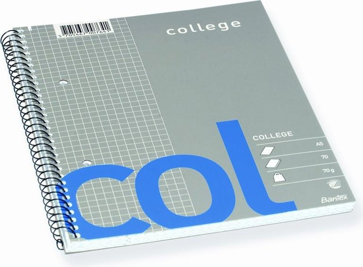 Produktbild Bantex Col, Abbildung, Blau, Grau, A5, 70 Blätter, Halbglänzend, Kariertes Papier (A5, Kariert, Harter Einband)