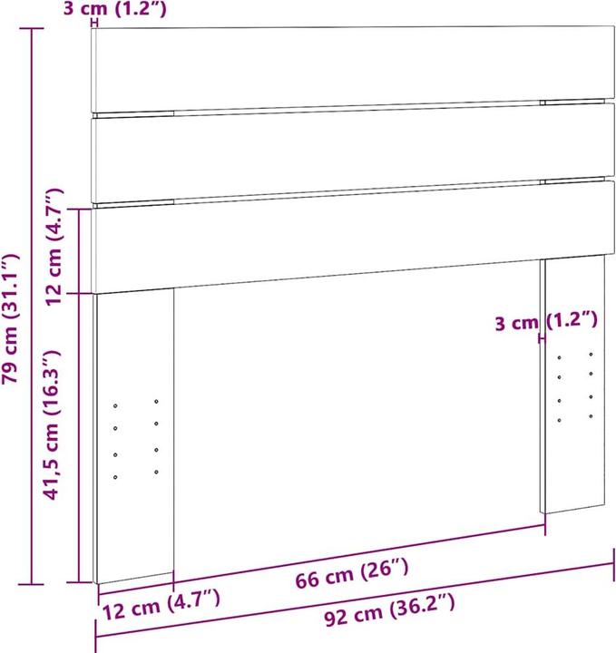 Image du produit vidaXL Kopfteil (3 x 92 x 79 cm)