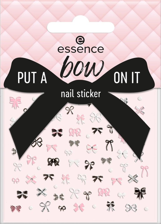 essence Nagelsticker Put a bow on it (Nagelkleber, Schwarz, Weiss, Rosa)
